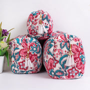 Hand Block Print Toiletry Bag, Quilted Wash Bag, Cosmetic Pouch, Travel bag, Makeup Bag, Gift For Her - CraftJaipur